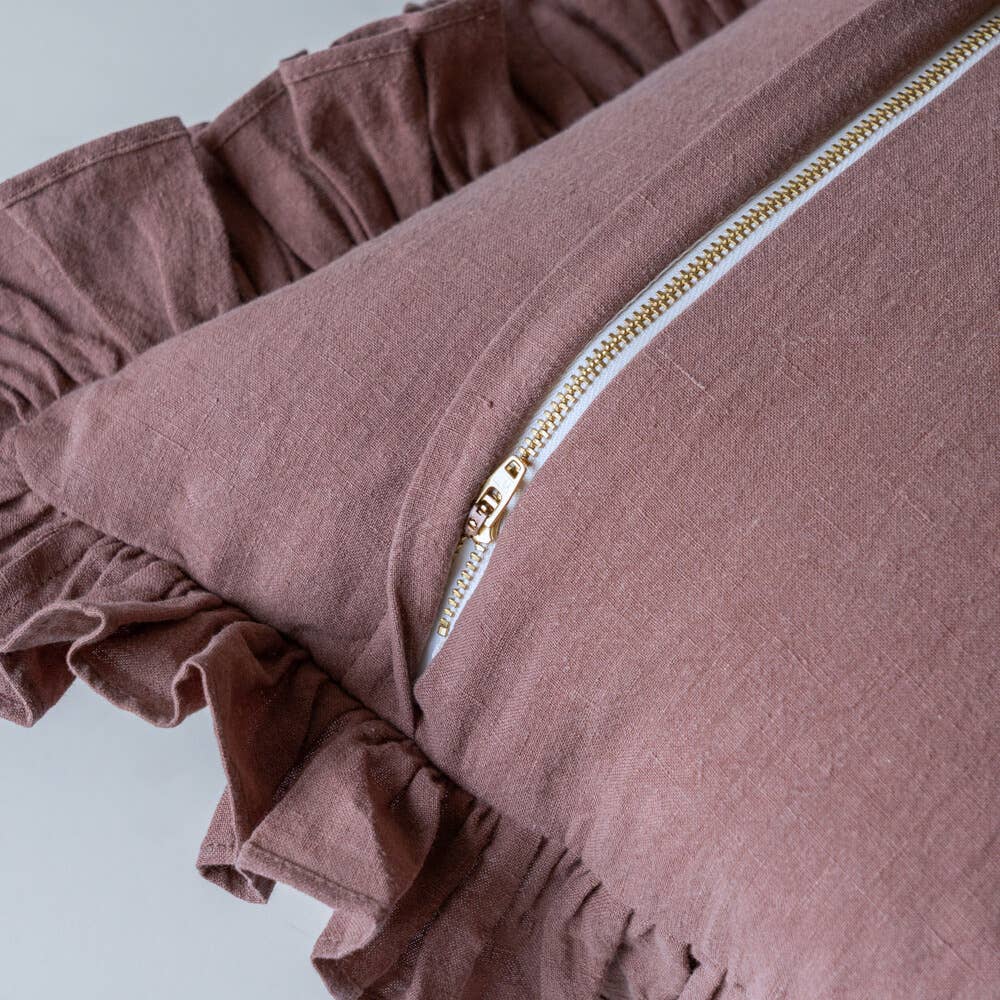 Cocoa Ruffle Pillow 23" x 17"