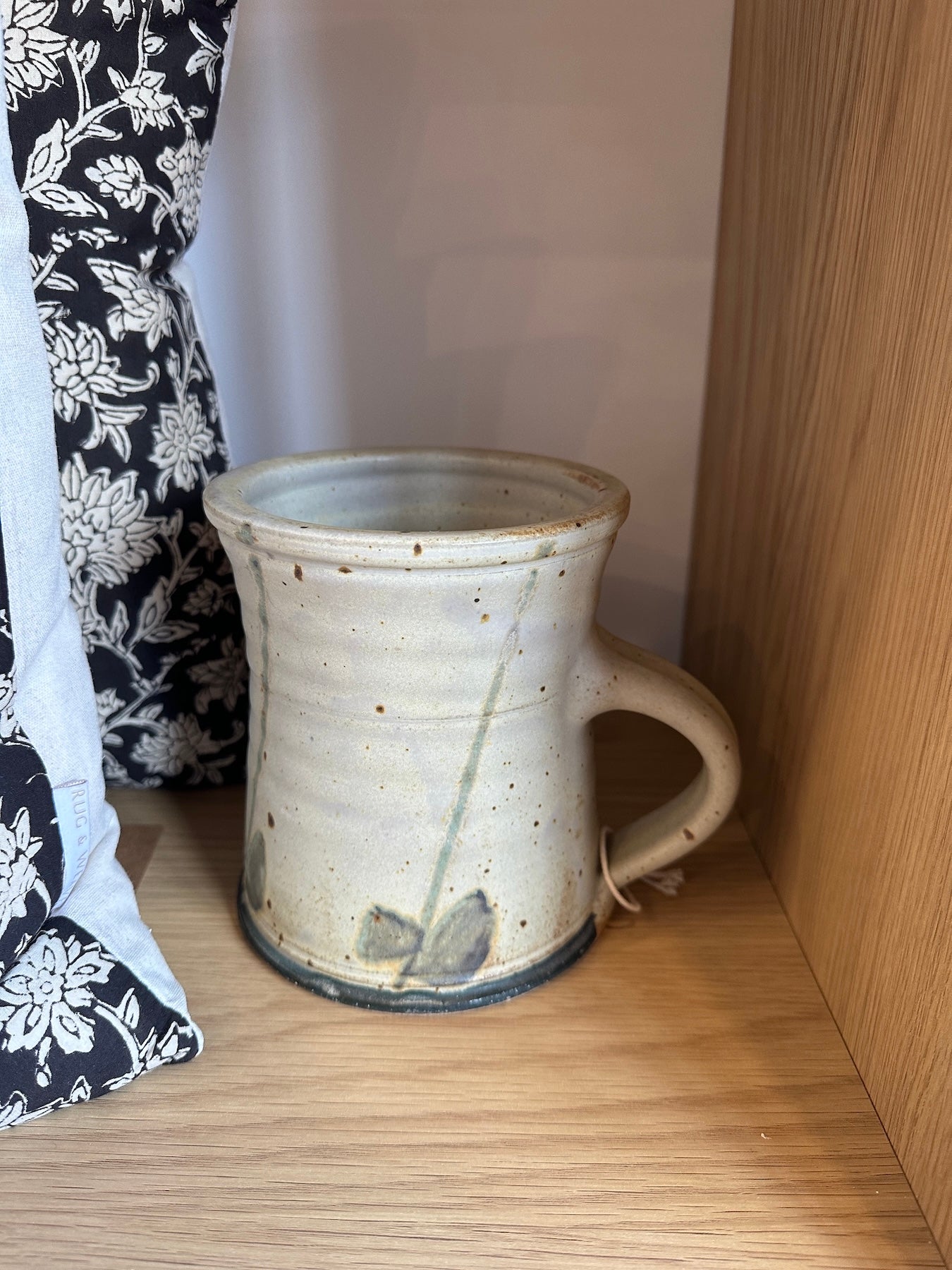 Blue Speckled Pottery Pitcher