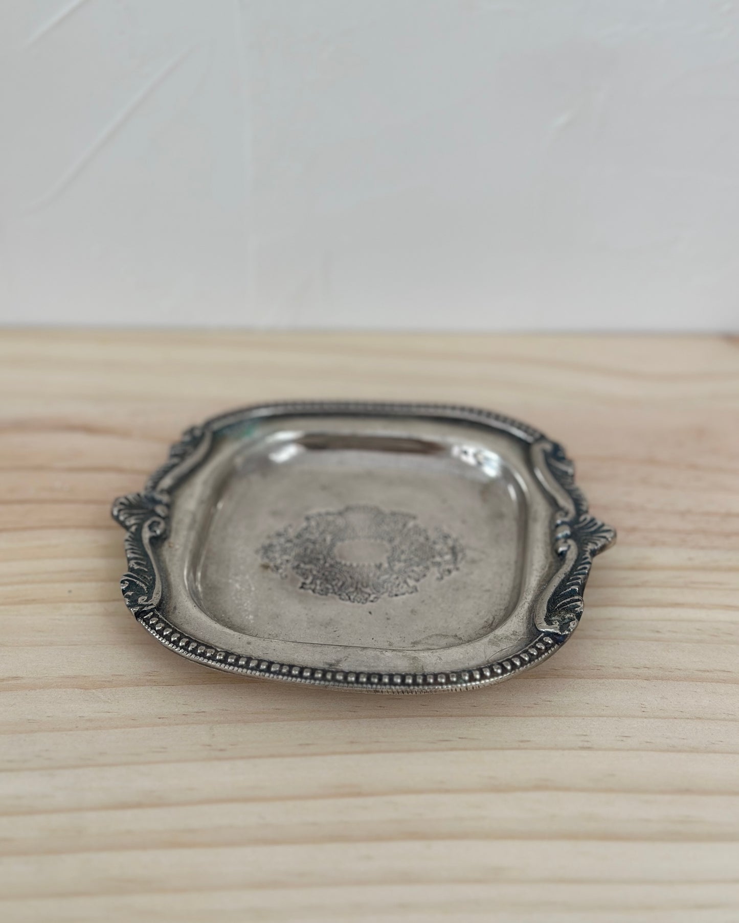Floral Embossed Silver Dish
