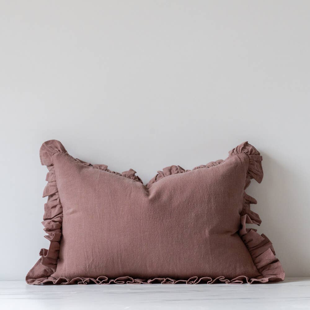 Cocoa Ruffle Pillow 23" x 17"