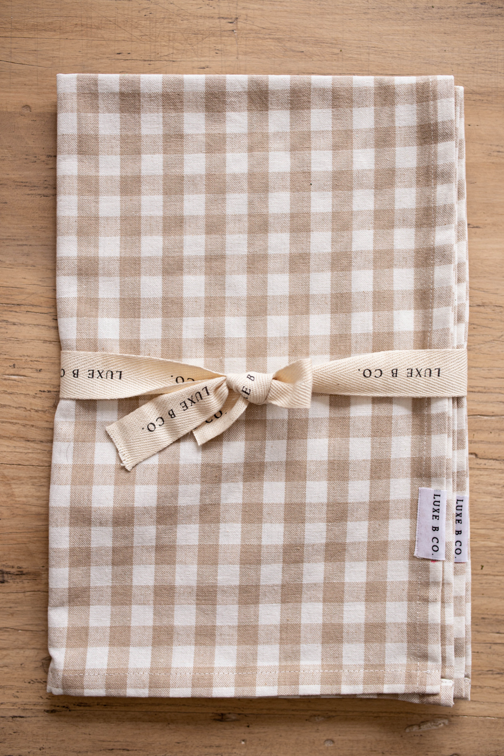 Beige Gingham Kitchen Dish Towels