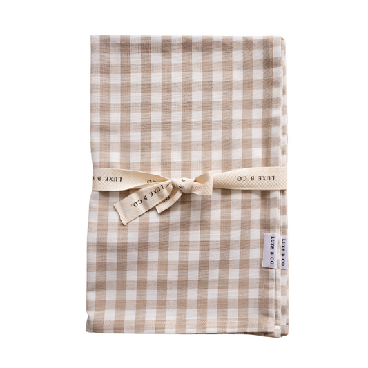 Beige Gingham Kitchen Dish Towels