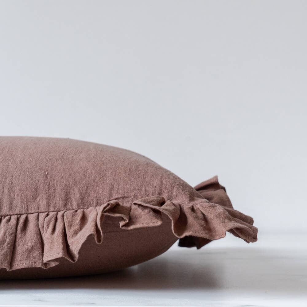 Cocoa Ruffle Pillow 23" x 17"