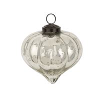 Silverfrost Holiday Onion Ornament, Silver