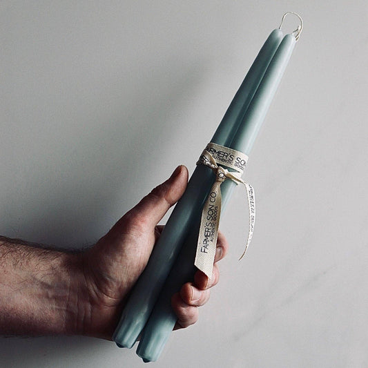 Glacier Blue Taper Candles - Set of Two