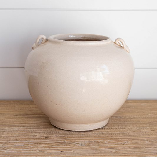 Cream Glazed Vintage Inspired Pot