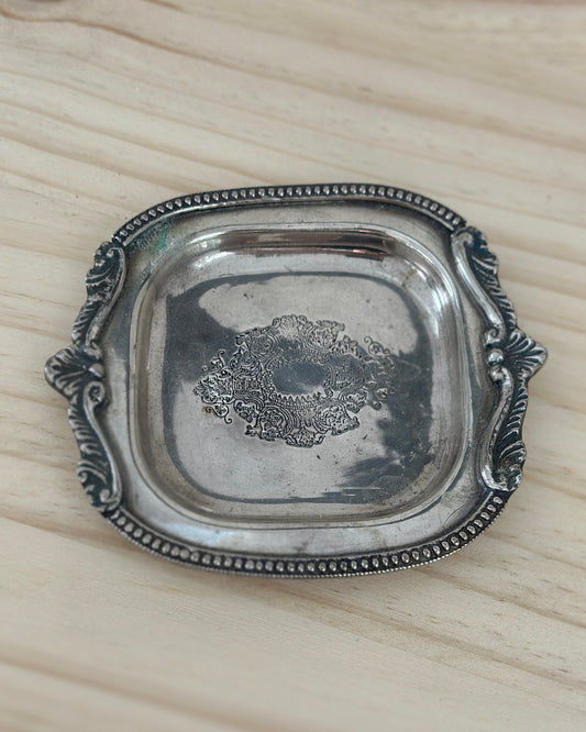 Floral Embossed Silver Dish