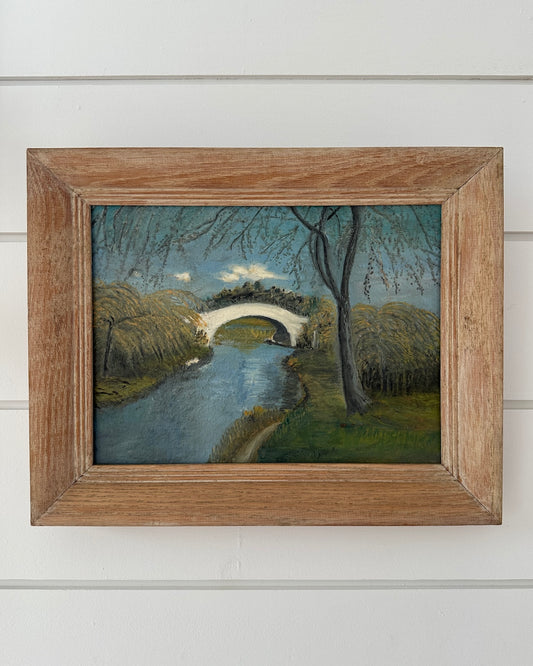 Original Landscape Painting with Wood Frame