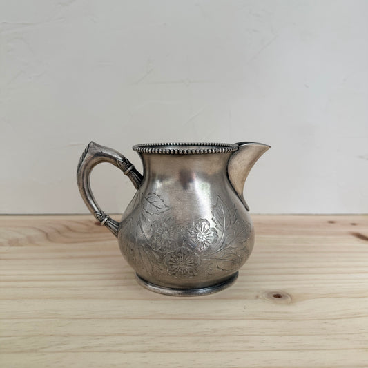 Silver Pitcher With Etched Flowers