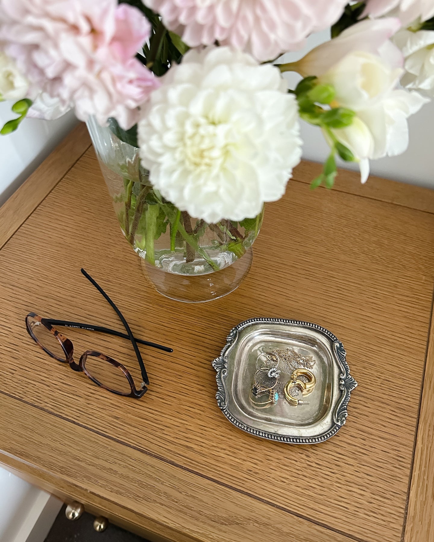 Floral Embossed Silver Dish