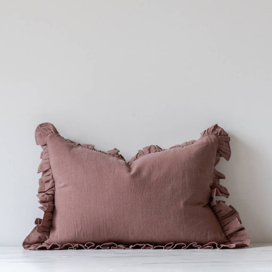 Cocoa Ruffle Pillow 23" x 17"